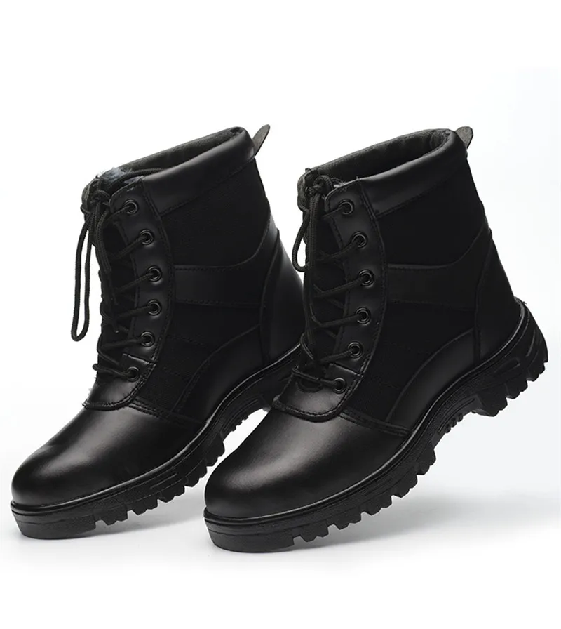 Черные зимние ботинки мужские тактические военные ботинки ботильоны спецназа армейские ботинки со стальным носком Рабочая защитная обувь для мужчин