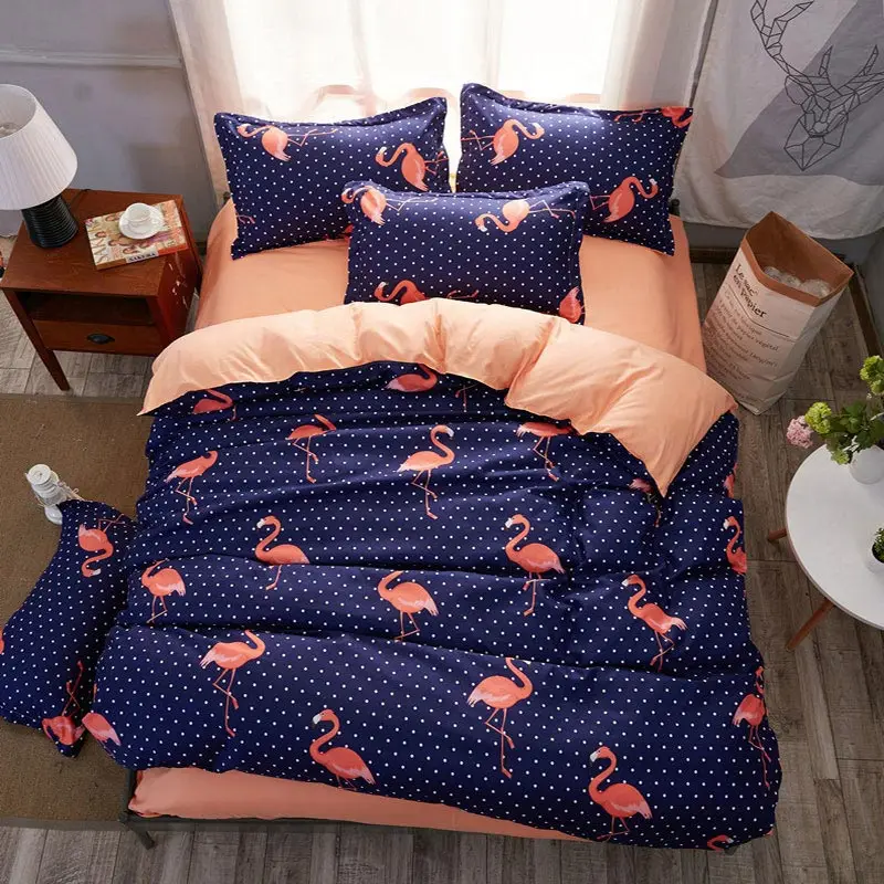 

Flamingo 4pcs Girl Boy Kid Bed Cover Set Duvet Cover Adult Child Bed Sheets And Pillowcases Comforter Bedding Set 2TJ-61021