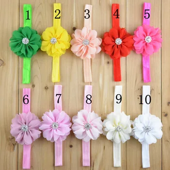 

30pcs/lot chiffon flower with rhinestone center Headband for Baby or Kids