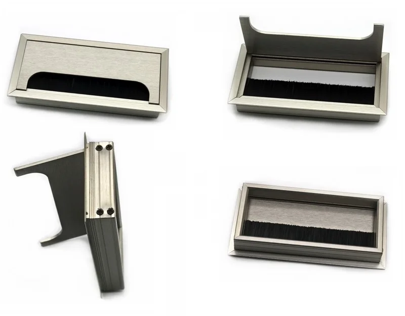 80mm wide 100mm wide Aluminum Grommet Cable Box Square Cable Hole Cover for Computer Desk office desk 2