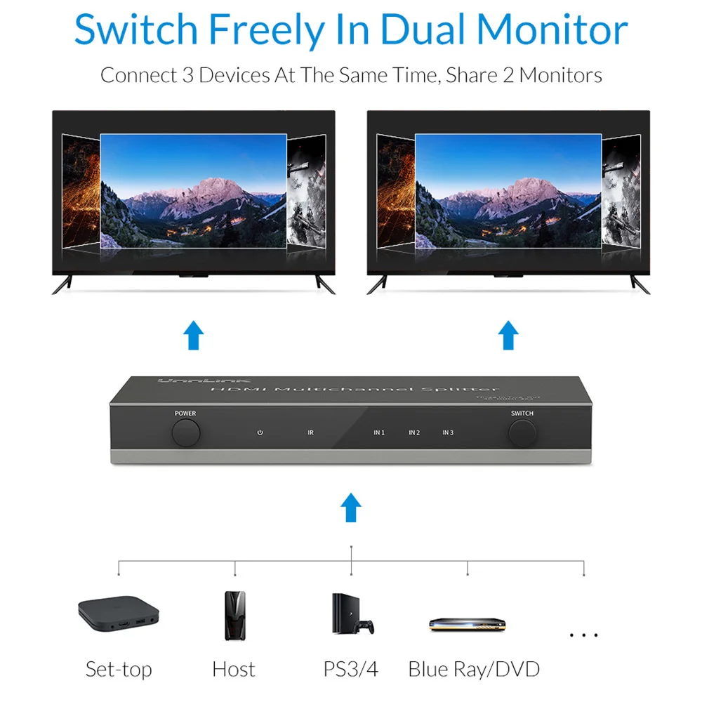 Unnlink HDMI 3 вход 2 выхода разветвитель переключатель v1.4 поддержка UHD 4 k @ 30 Гц с ИК