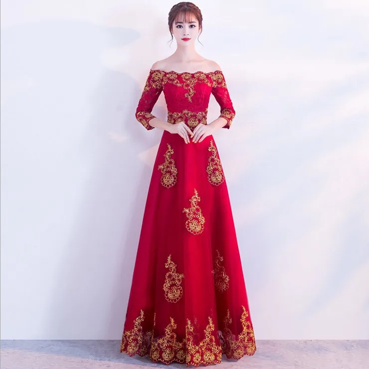 Новые бордовые традиционные китайское платье Qipao женские вечерние платья Винтаж Cheongsam для женщин невесты длинные Современные платье