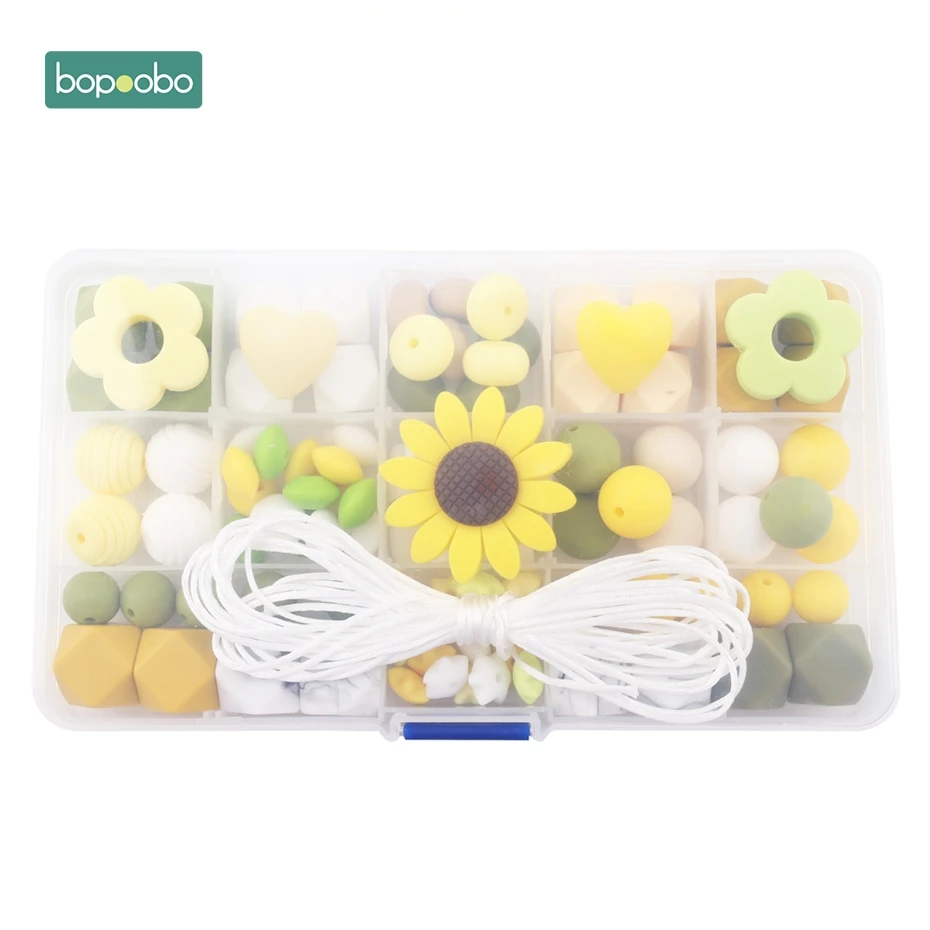 Bopoobo 1 набор, набор силиконовых бусин для самостоятельной сборки, новые цветные силиконовые бусинки, Силиконовые Прорезыватели с ромашками, Детские аксессуары, подарки для детей, розовые детские игрушки