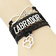 Бесконечная любовь Лабрадор браслет собака ПЭТ амулет лапа восковая оплетка замша узел браслеты и браслеты для женщин мужчин ювелирные изделия