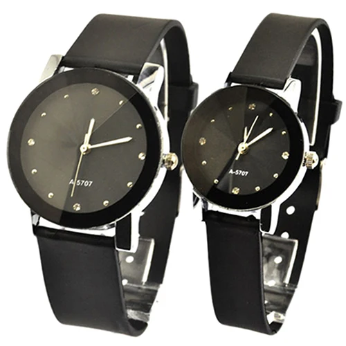 

2015 hot Men's Women's Lover Couple Watches Faux Leather Oversize Round Dial Quartz WristWatches 2KAS 6T3X smt 89