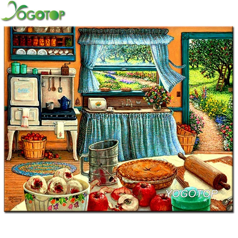 YOGOTOP DIY 5D Diamond Mosaic kitchen Diamond Painting Cross Stitch Kits Full Diamonds