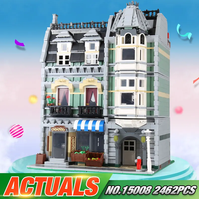 2462Pcs Lepin 15008 City Street Creator Green Grocer Model Building Kits Minifigure Blocks Bricks Compatible LegoE