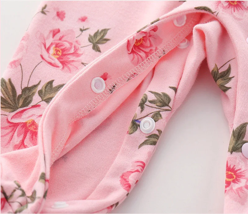 CLEARANCE Newborn Girl Cotton Footies 1piece Overall with Cap Baby Girls Floral Footies Infant Girls Spring Clothes Born 3m