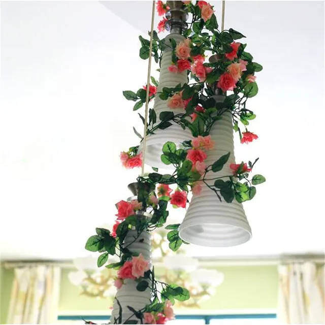 Home Flower Decoration Ideas Part - 41: 250CM Home Wedding Arch Backdrop Ideas Flower Green Artificial Fake Plastic Hanging Vines Flower Decoration Supplies
