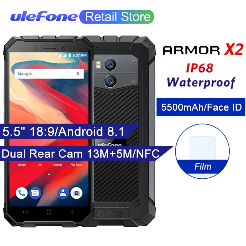 Ulefone Armor X2 IP68 водонепроницаемый мобильный телефон Android 8 1 5 &quot18:9 четырехъядерный