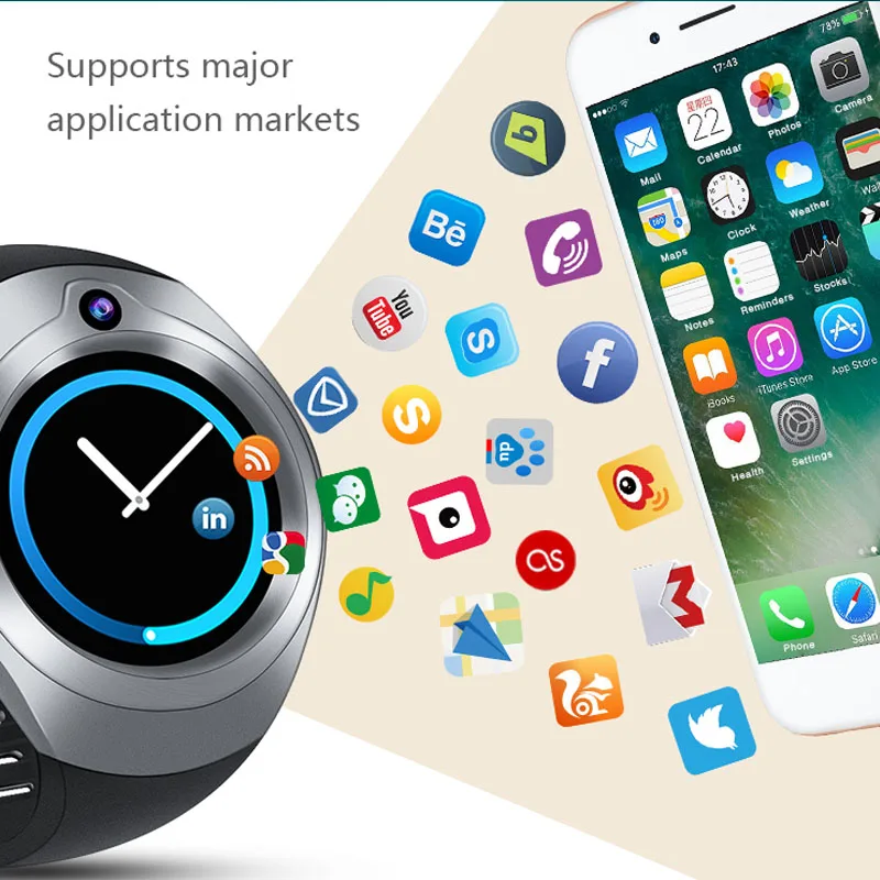 New Smartwatch Android 5.1 1GB+16GB Heart Rate Relogios GPS Bluetooth WiFi Smart Watch MP3 Player for Android IOS PK KW88 S99C