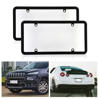 

Universal 2pcs/set Clear Smoke Car License Plate Frame Cover Bug Shield Tag Protector Car Accessories Truck License Plate Holder