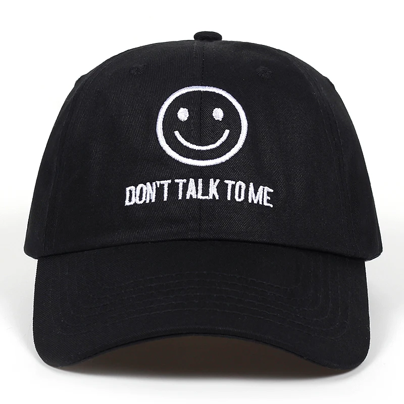 

2018 new DONT TALK TO ME dad Hat men women fashion Smiley face Hip-hop Adjustable snapback black Baseball Caps Embroidered Cap