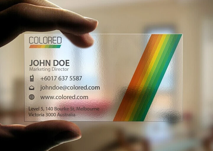 Высокое качество ПВХ прозрачный Визитная карточка