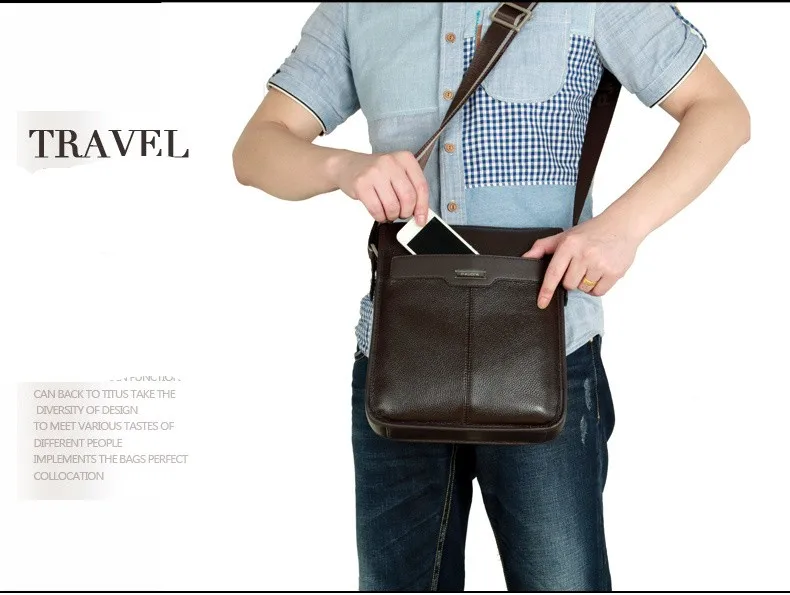 P. KUONE Новая повседневная мужская сумка из натуральной воловьей кожи, Мужская модная сумка на плечо, для ipad