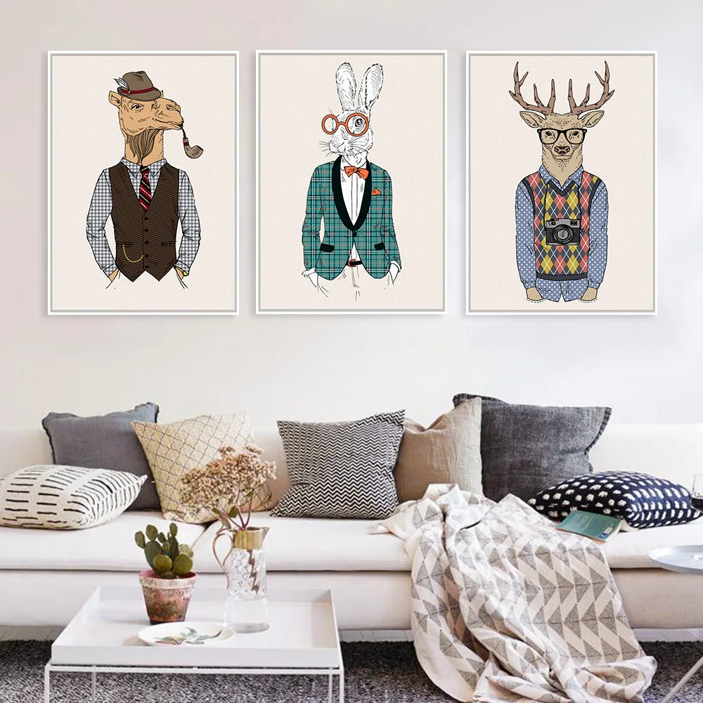 Fashion-Animals-Giraffe-Zebra-Horse-A4-Vintage-Art-Prints-Poster-Hippie-Wall-Picture-Canvas-Painting-No(1)