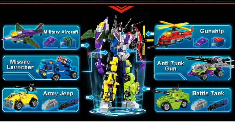 Преобразования фигурки роботов строительные блоки просвещать 1404 меха 6in1 головоломка блоки действие Игрушка совместима лега строительные игрушки