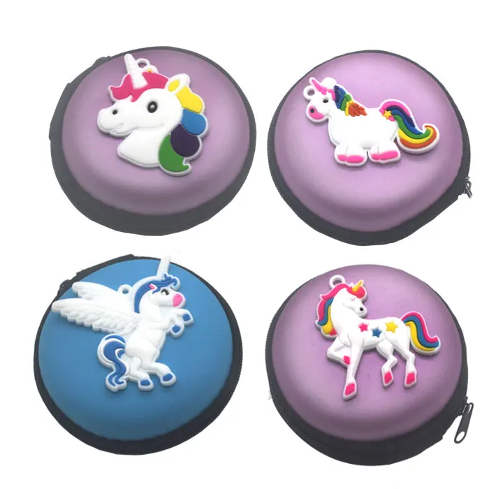 

new Cartoon Unicorn Coin Purse Children's Headphones Storage Box Rainbow horse bags