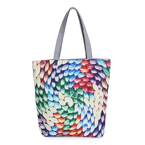 Vintage Floral Printed Canvas Tote Large Capacity Beach Bags | Beach Apparel Collections