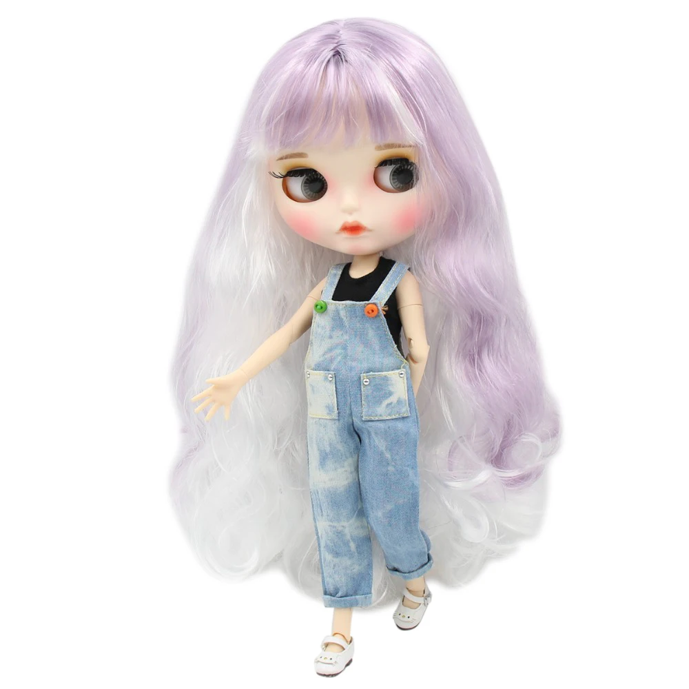 Ледяная кукла DBS Blyth 1/6 bjd белая кожа сужение тела фиолетовые белые волосы Новые