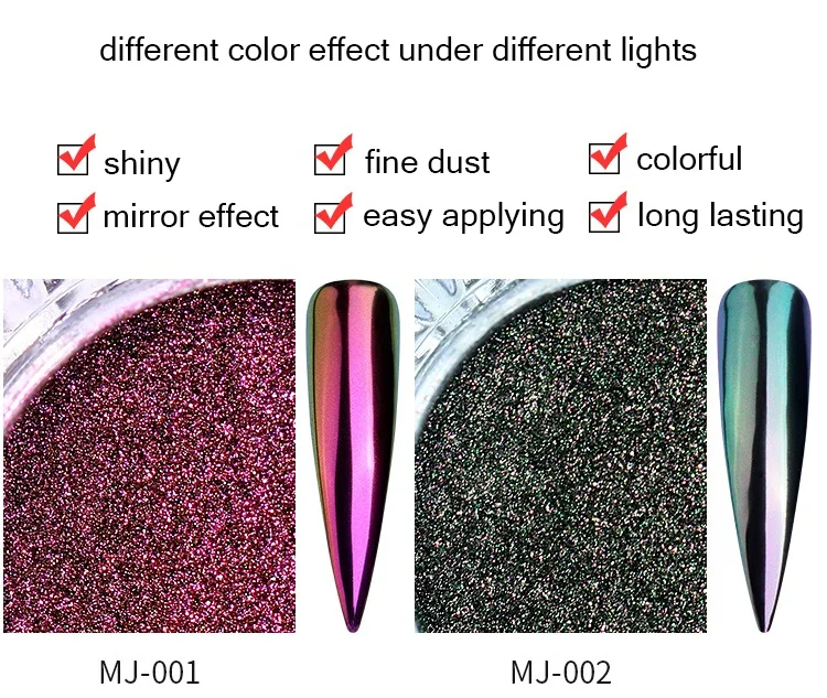 PinPai хромовое зеркало ногтей порошок блеск хлопья Хамелеон пигмент Типсы для маникюра декоративный гель лак порошок пыль