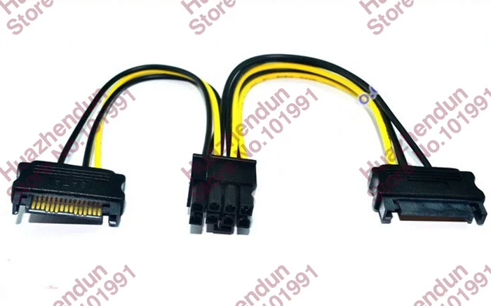10 шт. двойной 15 pin SATA папа к PCI E PCIe Экспресс видеокарта 8 (6pin + 2 pin) Кабель питания 18AWG