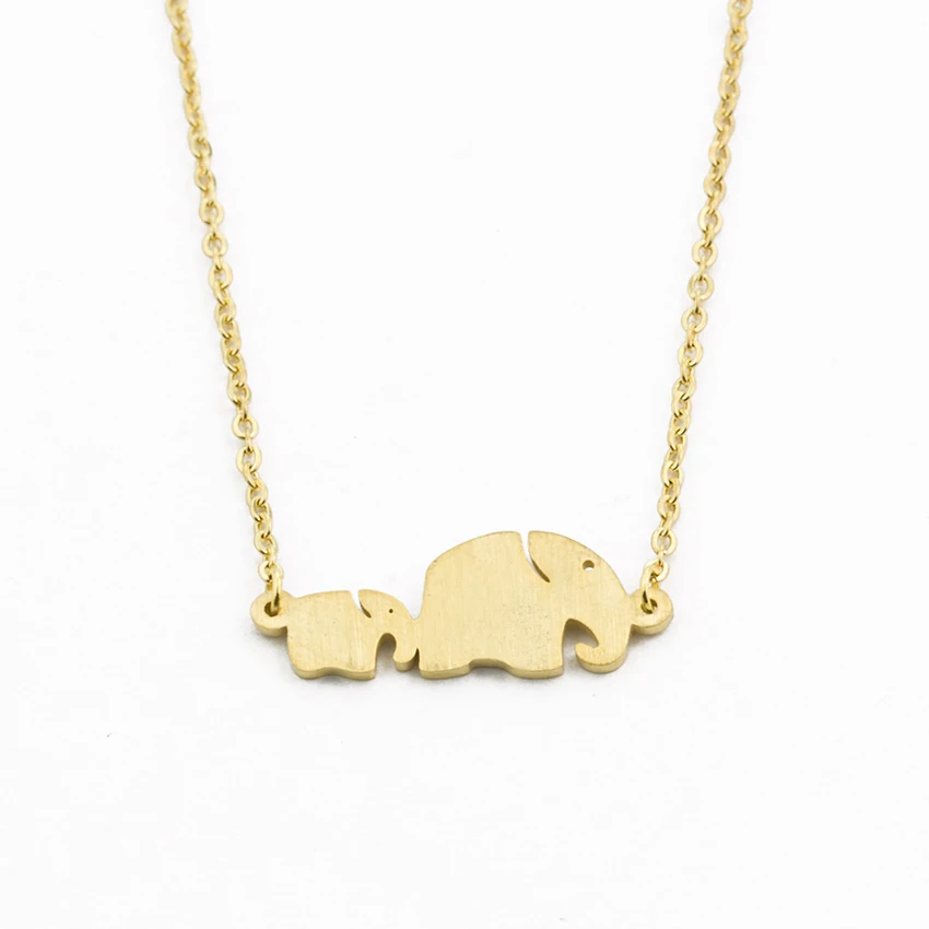 

ACEBFEET Vintage Elephant Pendant Necklace Clavicle Chain Animal Boho Choker Love Mama Baby Femme Kolye Collier Family Jewelry