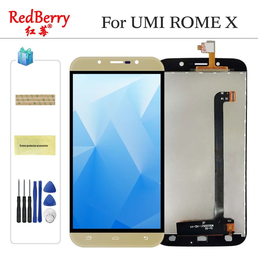 

For UMI Rome X The LCD Display With Touch Screen Digitizer Assembly Black and Gold Replacement Part Free tools