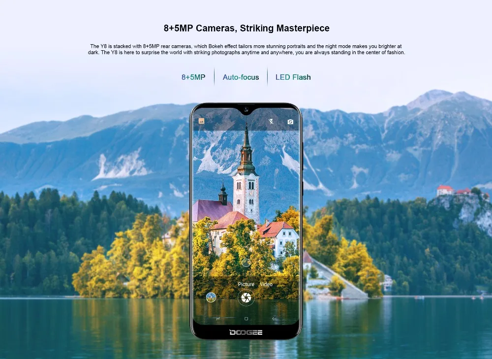 DOOGEE Y8 6 1 &quot19:9 водослива Экран MTK6739 4 ядра 4G мобильный телефон 3 GB + 16 8MP двойной
