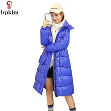 Женские зимние куртки средней и длинны, модное Яркое пальто, большой размер, пуховая хлопковая одежда, Зимний пуховик, пальто