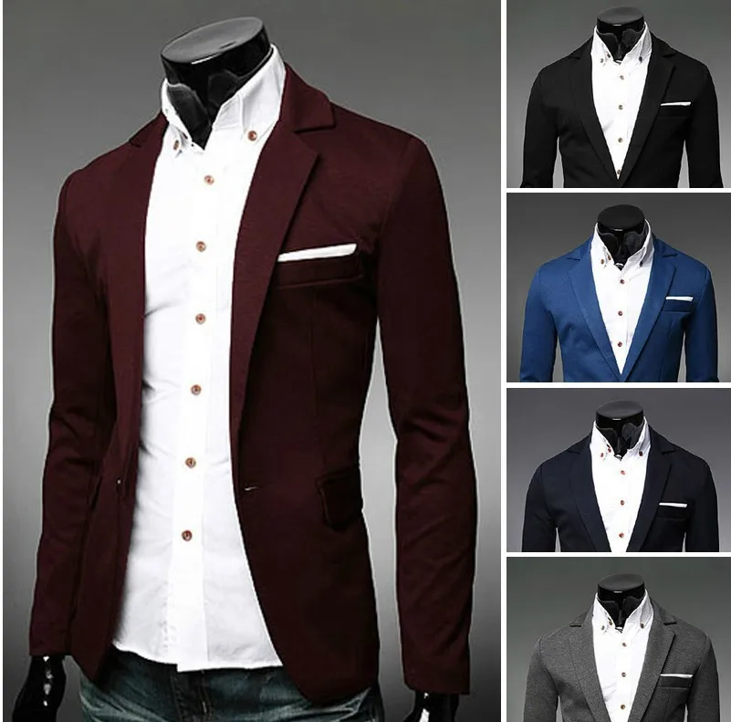 2015 New Arrival Royal Blue Mens Blazer Fashion One Button Blazers Slim