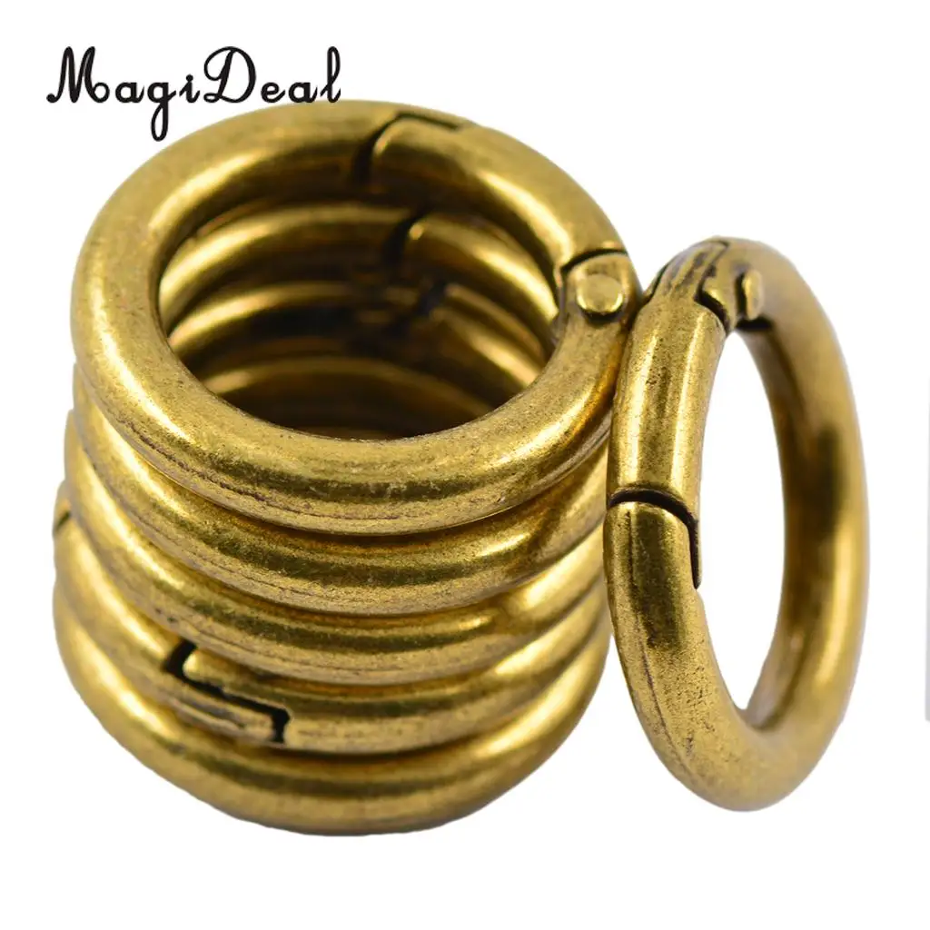 6 Pieces Round Carabiner Keychain Ring Buckle Key Holder Clip Spring Snap Hook Circle for Backpack Belt Bag Accessories