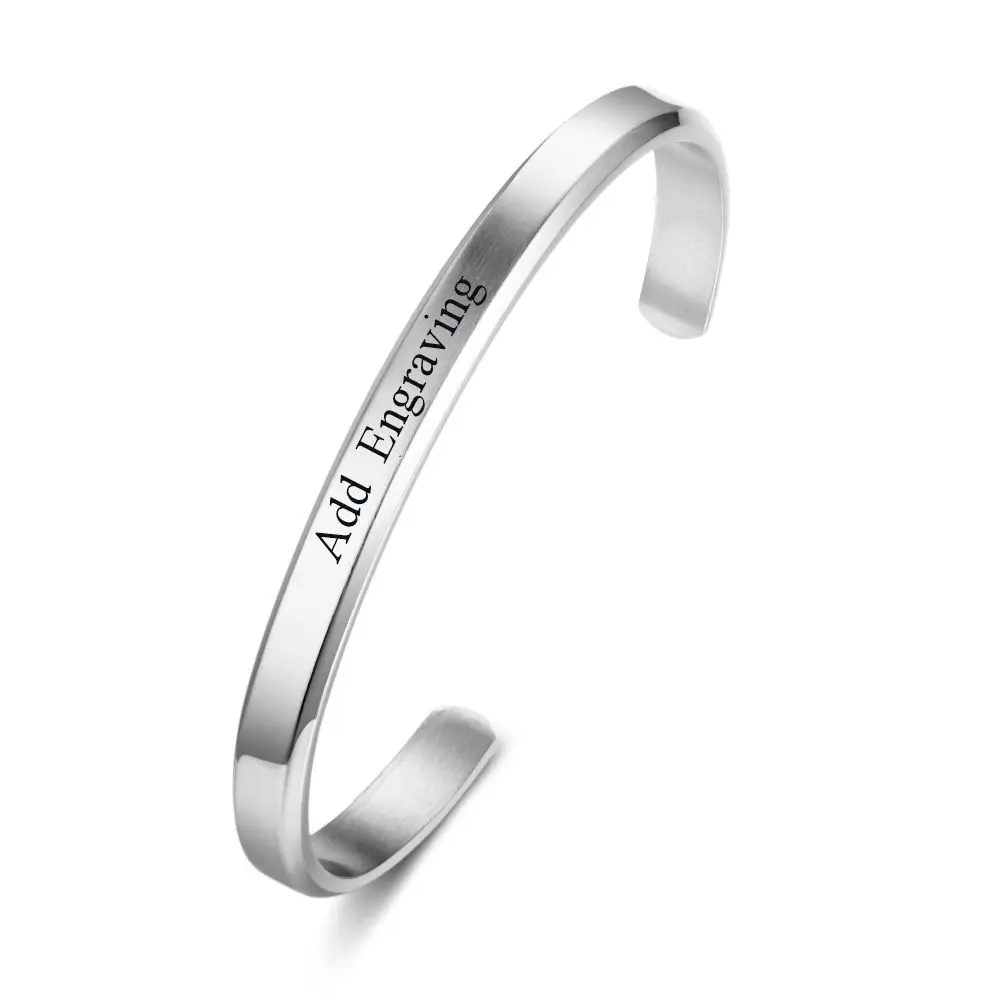 6 мм ширина персонализированный подарок выгравированное Имя ID браслет для женщин ювелирные изделия из нержавеющей стали браслеты и браслеты(JewelOra BA102300