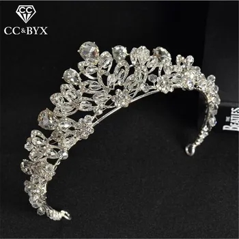 

CC tiaras crowns hairband luxury crystal wedding hair accessories for women engagement bride shinning beads bridal jewelry HG278
