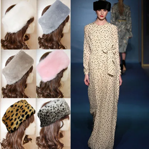 Señoras calientes de la manera mujeres de lujo Cuero no original diadema invierno esqui oído Muffs earwarmers sombrero Orejeras 7 color