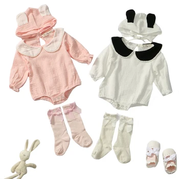 

2019 New Baby Boys Clothes Baby Body Cotton Baby Girls Bodysuits with Hat Long Sleeve Cartoon Style Baby Clothing Cute Bodysuits