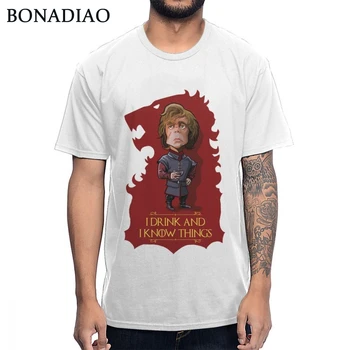 

Tyrion Lannister I Drink And I Know Things T Shirt 100% Cotton Graphic Print Tee Shirt Boy Short Sleeve New Arrival T-Shirt