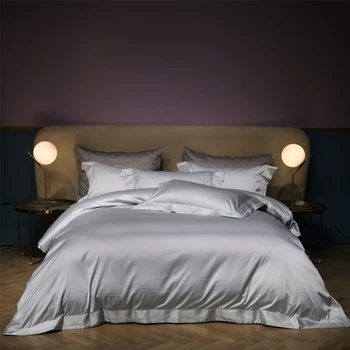 

Gray 1000TC Egyptian Cotton Queen size King Bedding Set Luxury embroidery Bed set bedlinen Bed Sheet Fitted sheet Duvet Cover