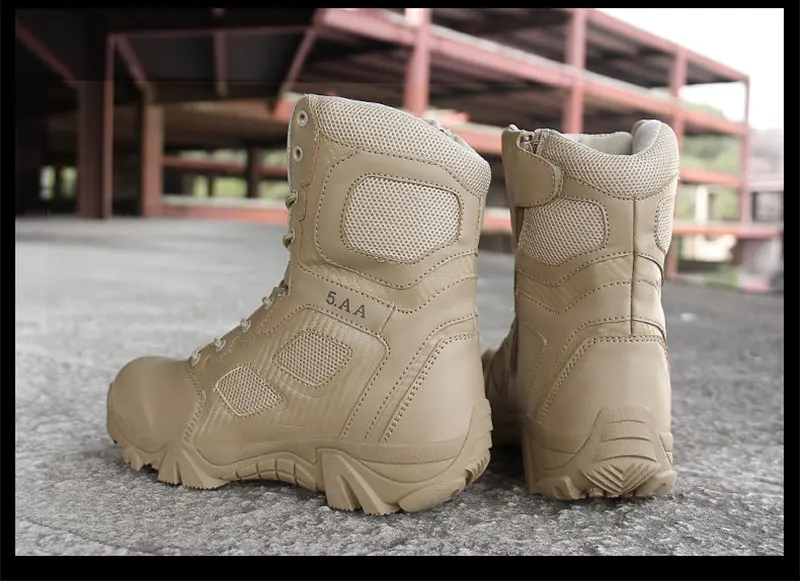 Military Tactical Mens Boots Special Force Leather Waterproof Desert Combat Ankle Boot Army Work Shoes Plus Size 39-47 (21)