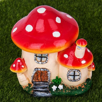 

Mushroom House Resin Crafts Mini Fairy home Garden Decor DIY Ornament Landscape Miniatures Resin Accessories Micro Garden