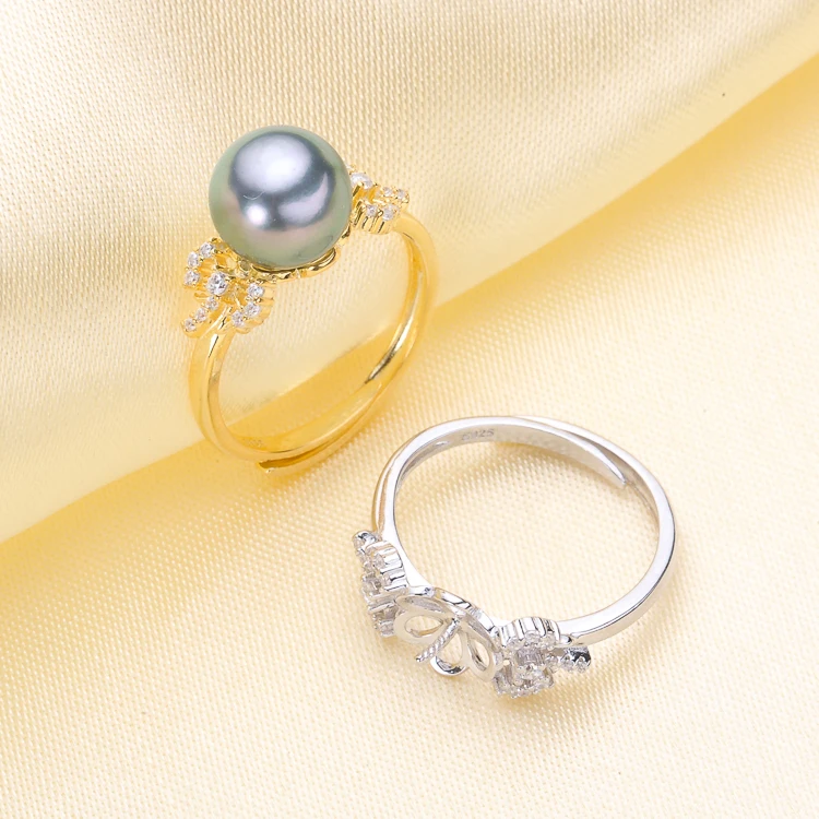 

Flora Design Pearl Rings Settings S925 Sterling Silver Pearl Rings Holder Women DIY Rings Accessory 3Pieces/Lot