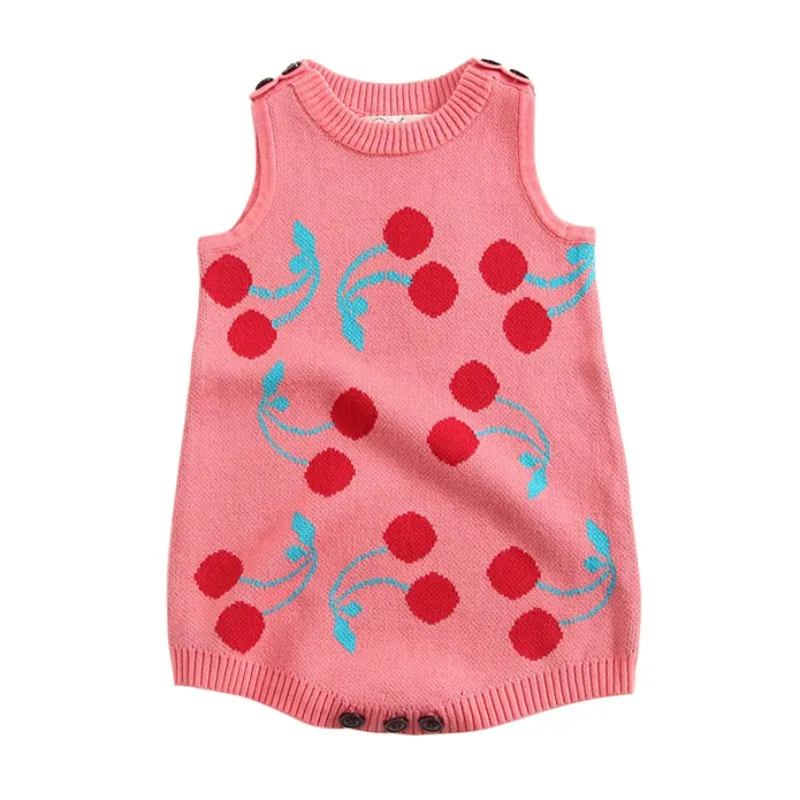 

Cartoon Knit Baby Spring Rompers Baby Newborn Fashion Clothes Girls Sleeveless Girl Jumpsuit for Autumn
