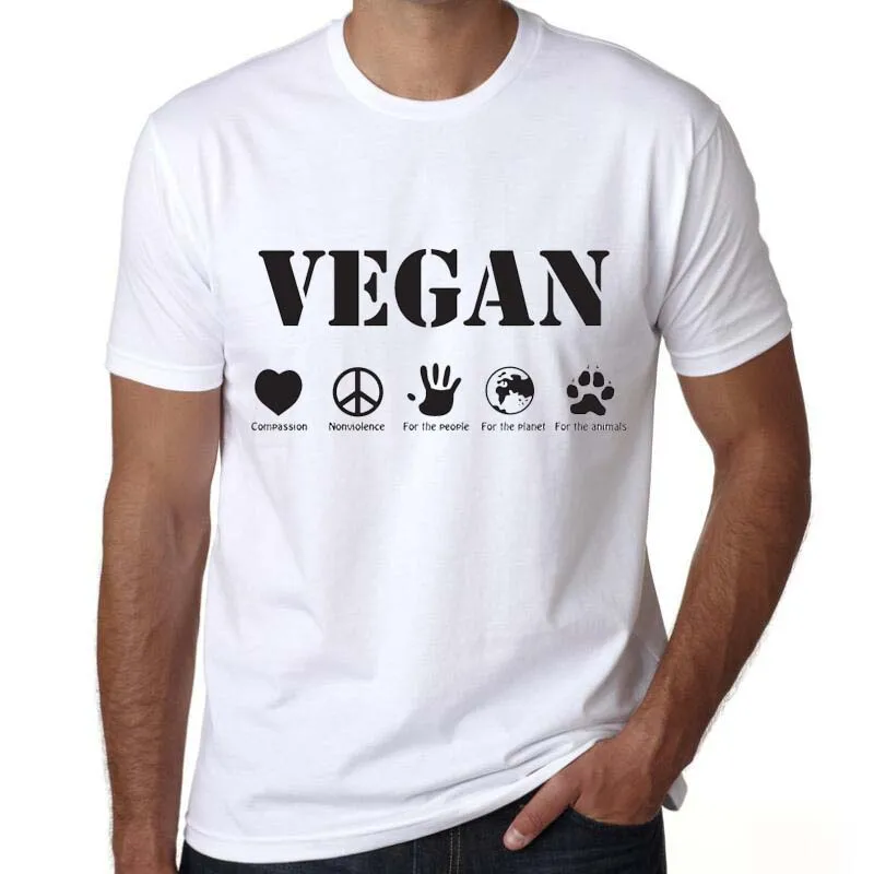 

Fashion Men Brand T-shirt Funny Vegan Print Summer Hipster Vegetables Protest Tops Tees