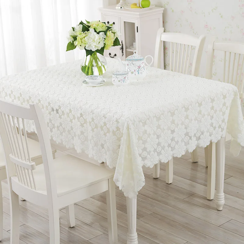 Simple European Style Lace Table Cloth Thick 100 Polyester Jacquard