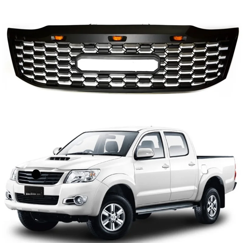 

AUTO EXTERIOR PART MODIFIED FRONT ABS MESH MASK TRIMS COVER RACING GRILLE GRILLS FIT FOR HILUX VIGO 2012-2014 GRILL PICKUP CAR