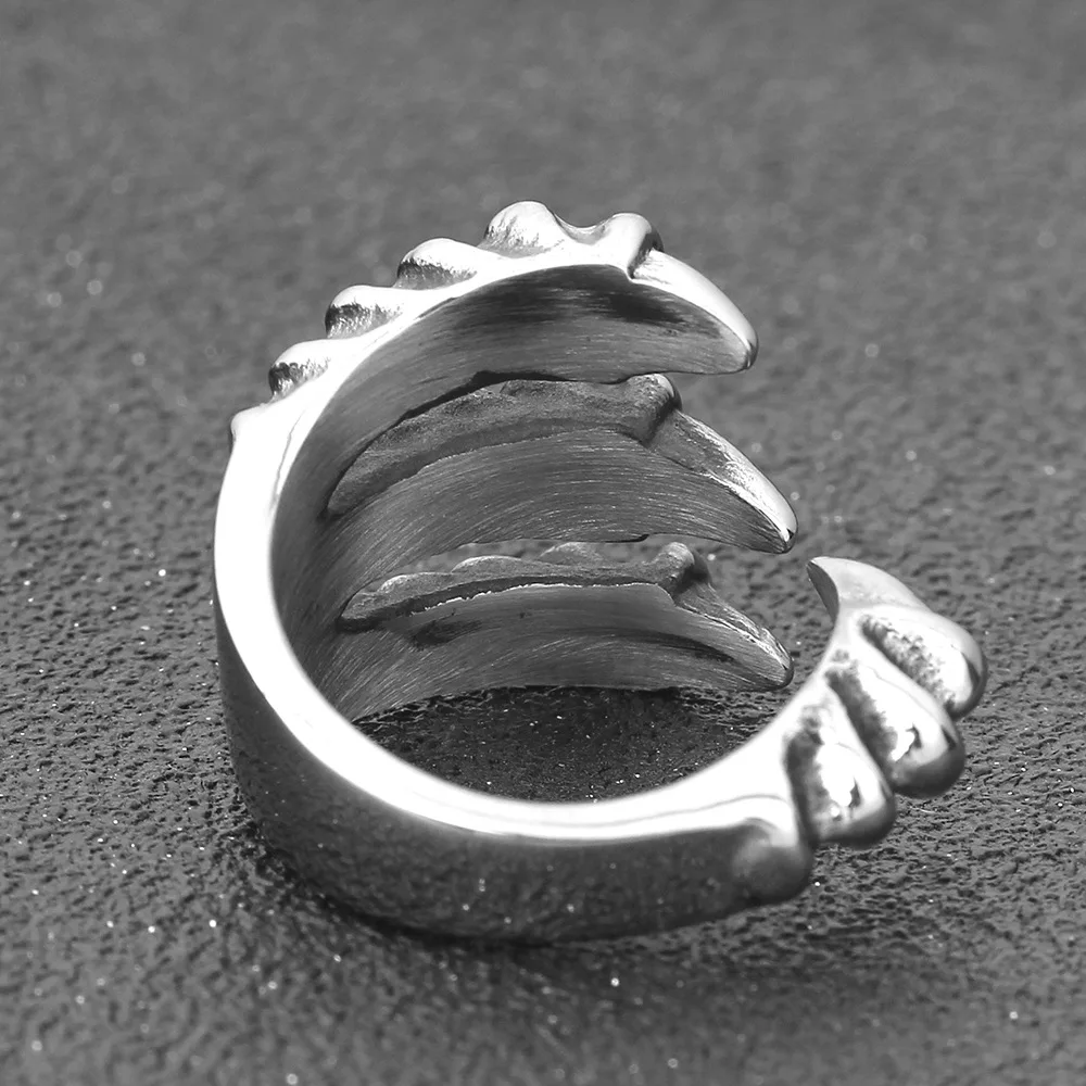 Панк нержавеющая сталь, в готическом стиле Титан кольцо большой широкий коготь дракона кольца для Для мужчин Винтаж ювелирные изделия Размеры 7-12