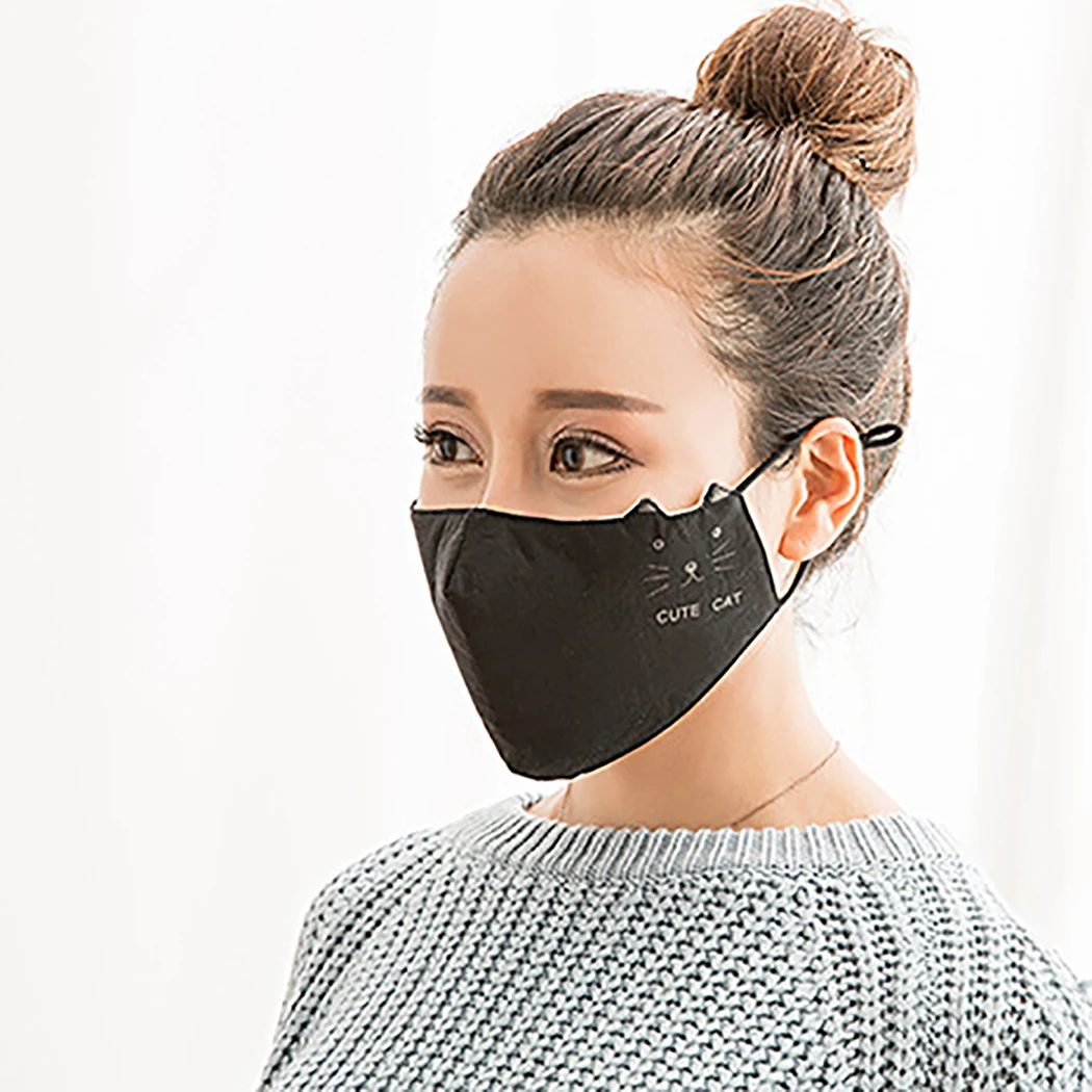 Женские маски для рта милые дизайнерские дышащие противопылевые маски для лица с кошкой Китти маска для рта монута Пыленепроницаемая защита для лица