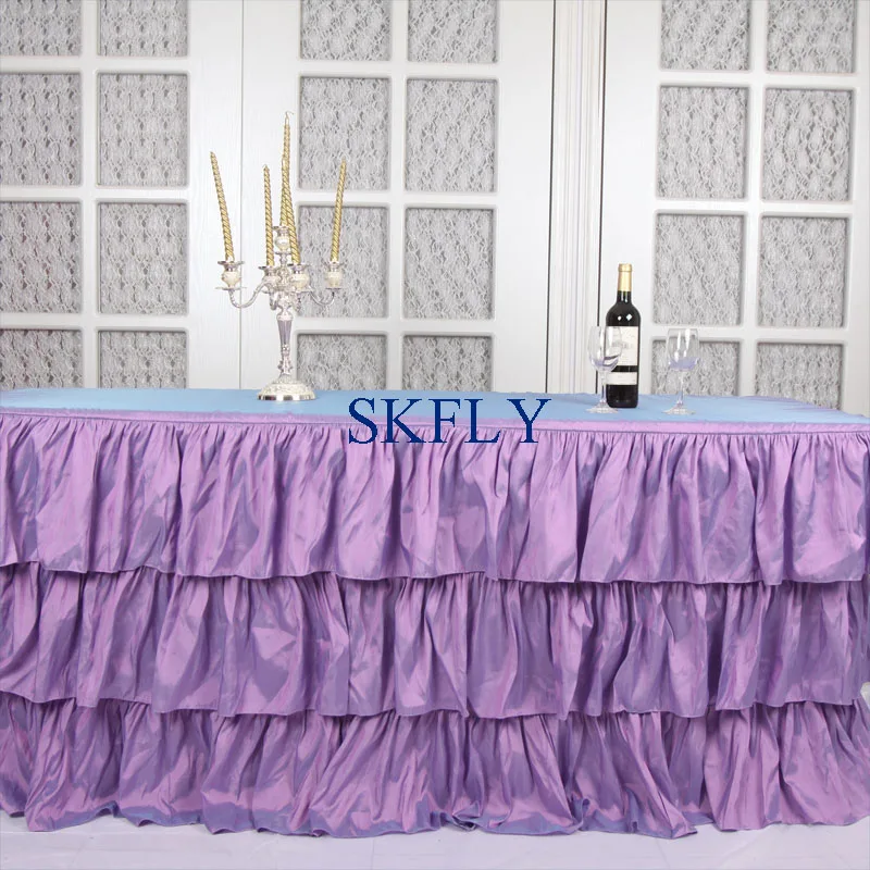 SK002G больше цветов на заказ Дешевые Свадебные гофрированные собранные синие розовые фиолетовые белая тафта настольная юбка с липучкой - Цвет: purple