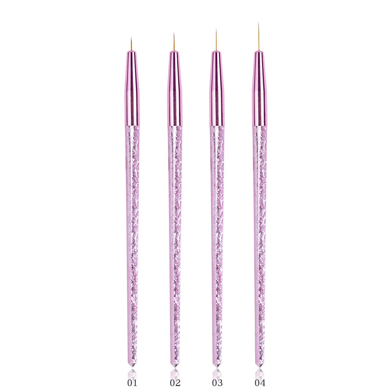 

4Pcs/Set 7/9/11/13mm Nail Art Acrylic Liner Painting Brush UV Gel Nails Polish Pen Drawing Flower Line Grid French Manicure Tool