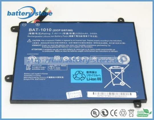 Новые оригинальные аккумуляторы для ноутбуков BAT 1010 BAT1010 Iconia Tab A500 2ICP5/67/90 934TA001F 10S64A